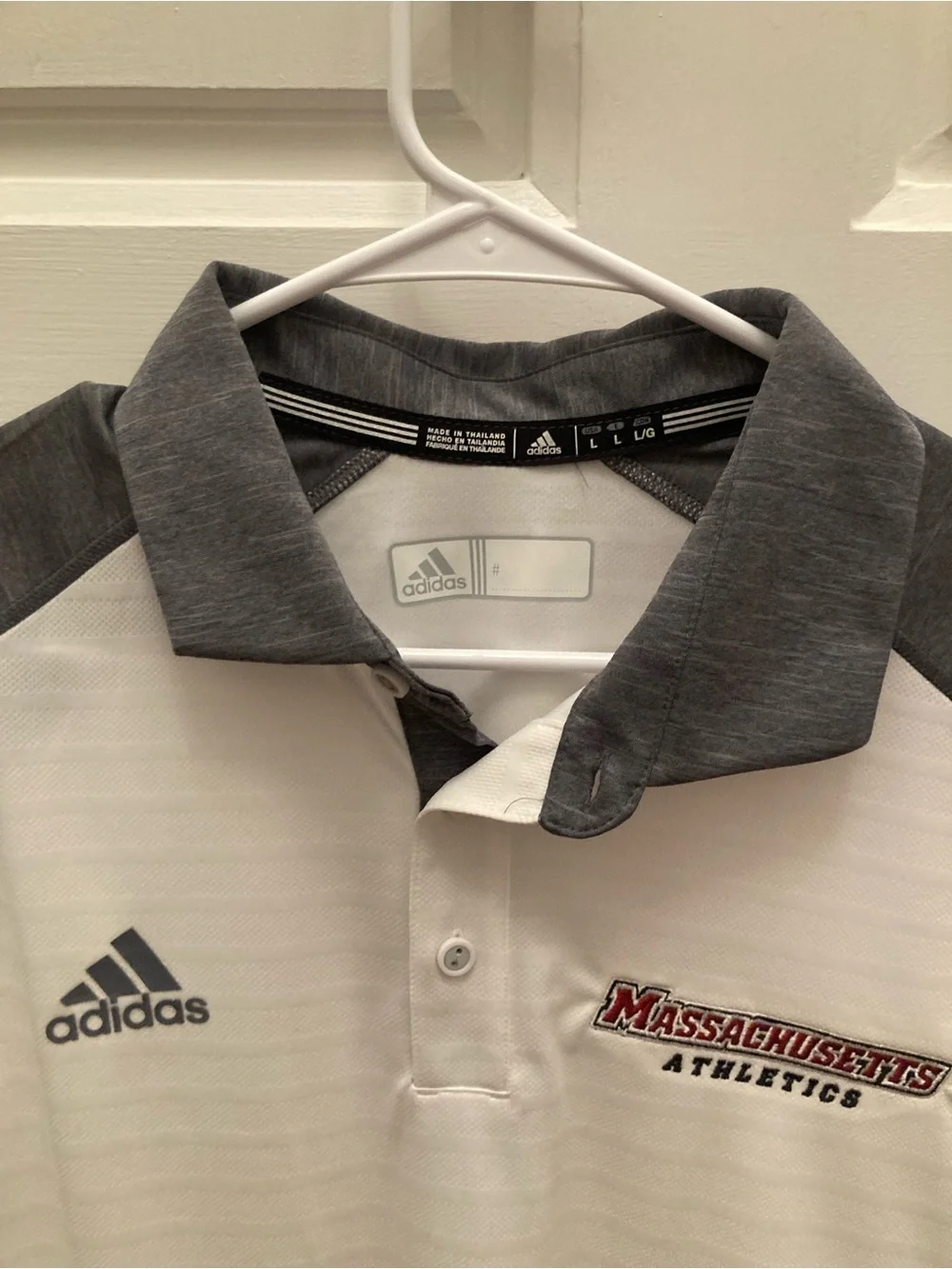 adidas White and Gray Men’s Massachusetts Athletics Polo